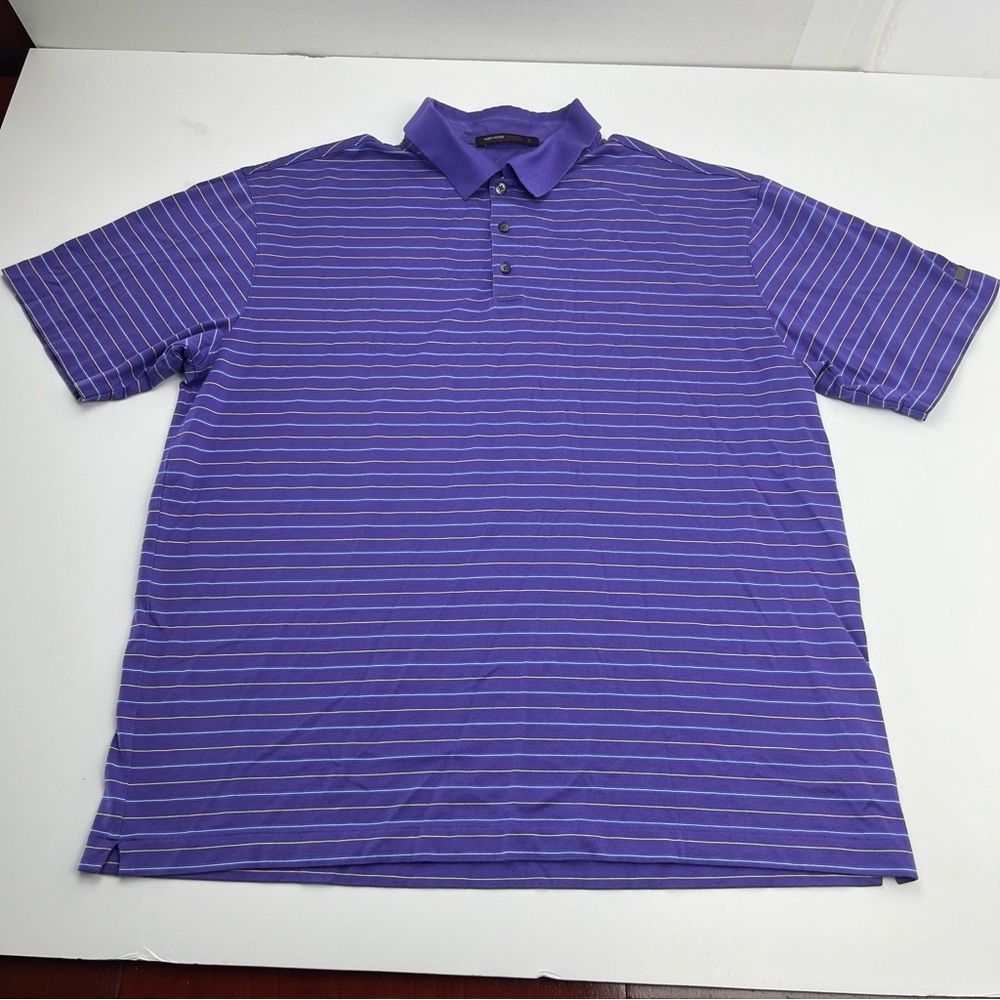 Nike Tiger‎ Woods Collection Mens Dri-Fit Golf Polo Shirt Size XL Purple Stripe